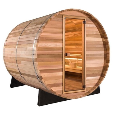 Traditional Villa Outdoor Sauna Room Barrel Spa Steam Combined With Red Cedar