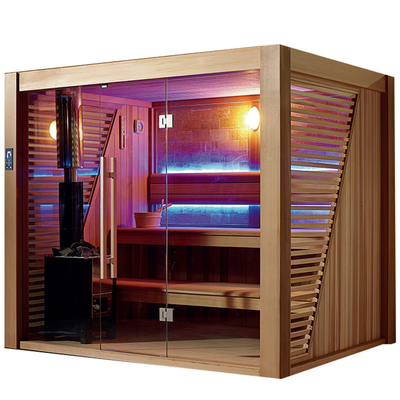 Villa Big Room 6 People Cedar Wood Glass Indoor Traditional Sauna