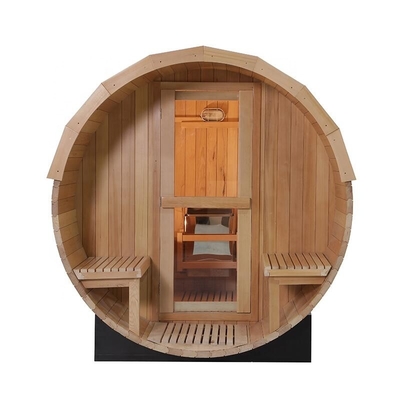 Customized Red Cedar Round Barrel Sauna Outdoor Traditional Wood Burning Sauna