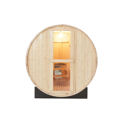 Family Ues Round Barrel Sauna Hemlock Wooden Outdoor Barrel Sauna
