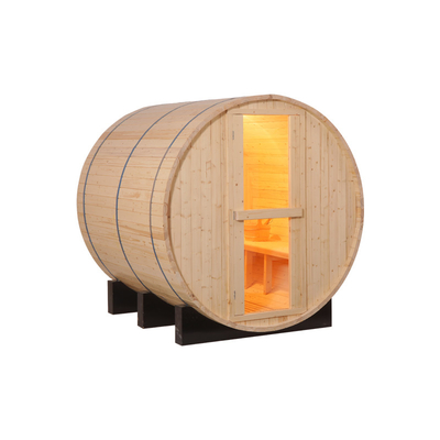 Family Ues Round Barrel Sauna Hemlock Wooden Outdoor Barrel Sauna