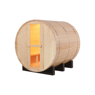 Family Ues Round Barrel Sauna Hemlock Wooden Outdoor Barrel Sauna