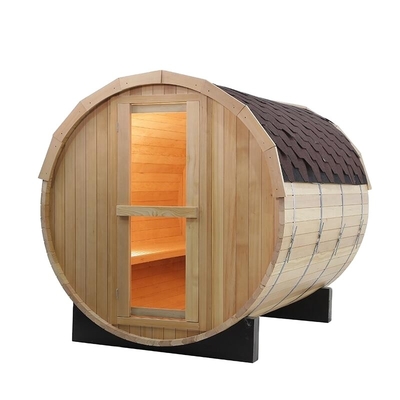 Traditional Wood Round Barrel Sauna 4 Person Wooden Red Cedar Outdoor