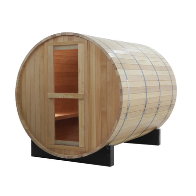 Traditional Wood Round Barrel Sauna 4 Person Wooden Red Cedar Outdoor