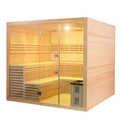 Modern Solid Wood Finnish Luxury Rock Salt Sauna Steam Room Led Star Lights