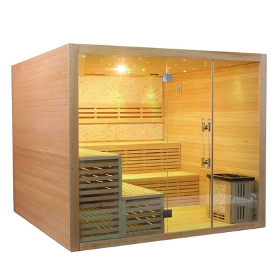 Modern Solid Wood Finnish Luxury Rock Salt Sauna Steam Room Led Star Lights