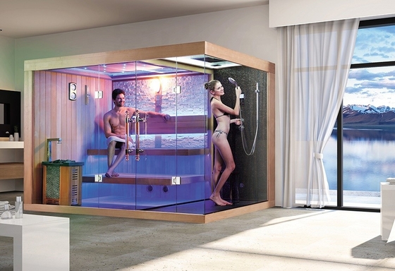 Traditional Wooden Bathroom Sauna And Steam Room Red Dry Cedar Sauna Room