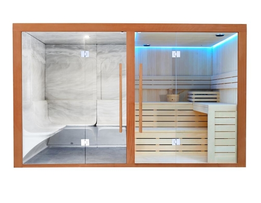 Big Size CE Steam Dry Sauna Combination House Family 4 Person Cedar Sauna