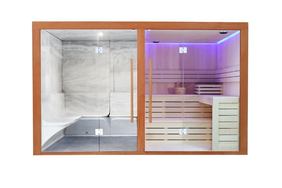 Big Size CE Steam Dry Sauna Combination House Family 4 Person Cedar Sauna
