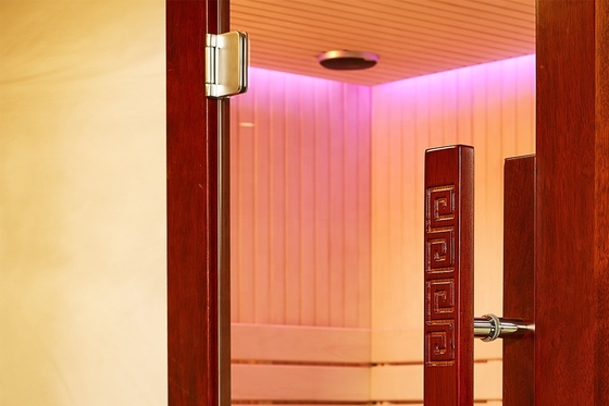 Customized Hotel Family Hemlock Infrared Sauna Culture Stone Wooden Indoor Sauna