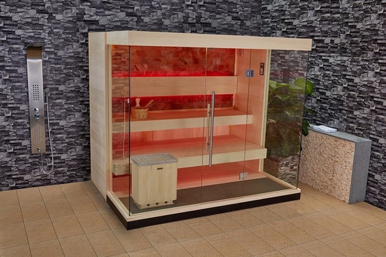 Rock Salt Stone Indoor Wooden Traditional Salt Sauna Room Customized Luxury