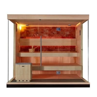 Wooden Aspen Reder Harvia Stone Salt Sauna Room Portable Dry Sauna Room Outdoor
