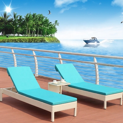 Outdoor Leisure Wicker Sun Lounger Bed Rattan Chaise Lounge Chair For Beach Swimming Pool