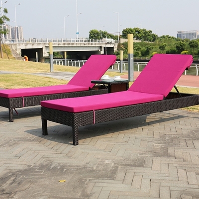 Outdoor Leisure Wicker Sun Lounger Bed Rattan Chaise Lounge Chair For Beach Swimming Pool