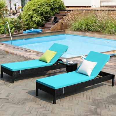 Outdoor Leisure Wicker Sun Lounger Bed Rattan Chaise Lounge Chair For Beach Swimming Pool