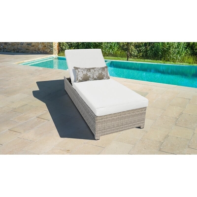 Long Reclining Rattan Single Chaise Pool Sun Loungers With Cushions Outdoor Furniture