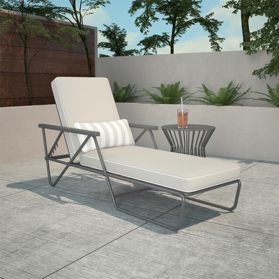 Garden Outdoor Pool Sun Loungers Leisure Outdoor Reclining Single Chaise With Cushions