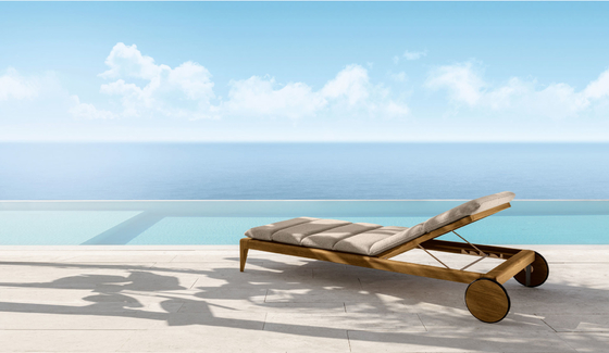 Summer Seaside Teak Wooden Sun Loungers Chair Outdoor Furniture