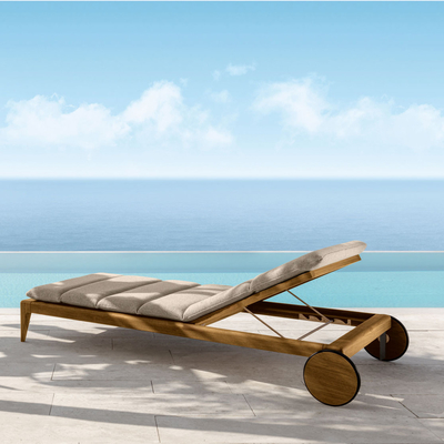 Summer Seaside Teak Wooden Sun Loungers Chair Outdoor Furniture