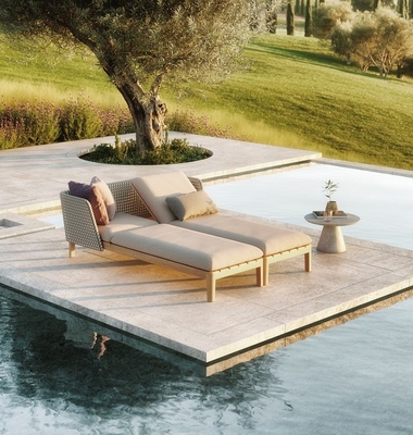 Garden Sofa Pool Sun Loungers Solid Wood Outdoor Teak Beach Lounger