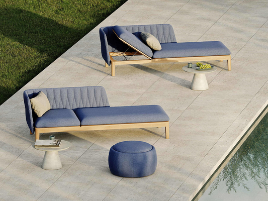 Garden Sofa Pool Sun Loungers Solid Wood Outdoor Teak Beach Lounger
