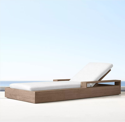 Modern Wood Garden Pool Sun Loungers Rattan / Wicker Folding Beach Lounge Chair