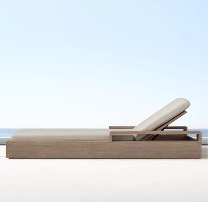 Modern Wood Garden Pool Sun Loungers Rattan / Wicker Folding Beach Lounge Chair