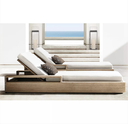 Modern Wood Garden Pool Sun Loungers Rattan / Wicker Folding Beach Lounge Chair