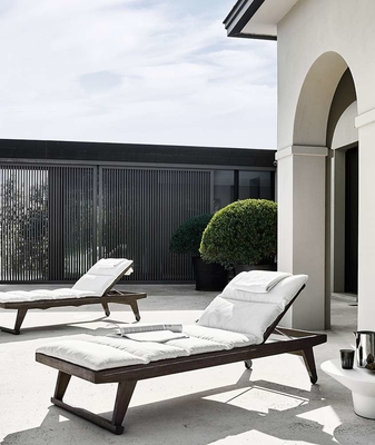 Modern Outdoor  Wooden Folding Beach Chairs Deck Rattan / Wicker