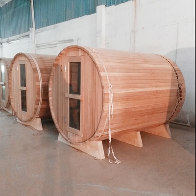 Clear Grade Red Cedar Barrel Sauna 4Person 6kw Without Porch For Outdoor Saunas