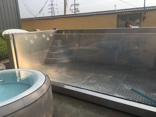 Outdoor 316 Stainless Steel Structure Pool With Acrylic Glass Wall Mobile Metal Frame Pool
