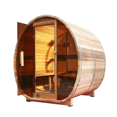 Clear Red Cedar Glass Round Barrel Sauna Garden Outdoor Furniture