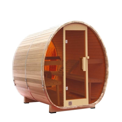 Clear Red Cedar Glass Round Barrel Sauna Garden Outdoor Furniture