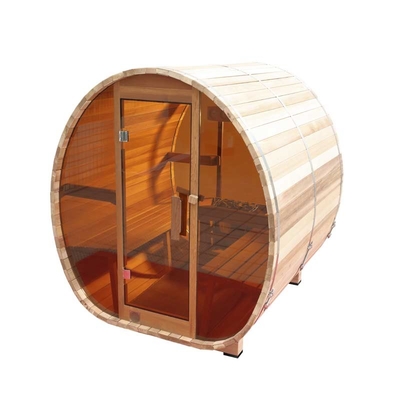 Clear Red Cedar Glass Round Barrel Sauna Garden Outdoor Furniture