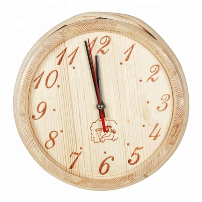 Decorative Wooden Sauna Room Accessories Spruce Wall Sauna Clock