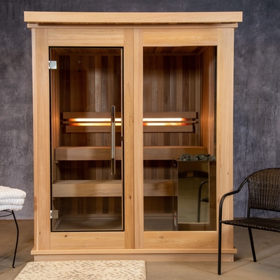 Indoor Traditional Clear Hemlock 4-6 Person Sauna Room Sauna Cabin