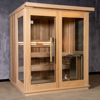 Indoor Traditional Clear Hemlock 4-6 Person Sauna Room Sauna Cabin