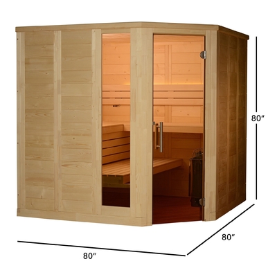 3 People Indoor Far Infrared Sauna Room Hemlock Construction