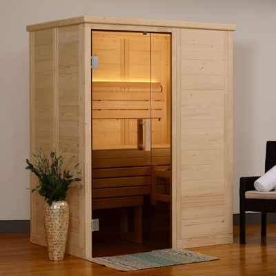 2 Person Wooden Indoor Sauna Solid Nordic Spruce Steam 6kw