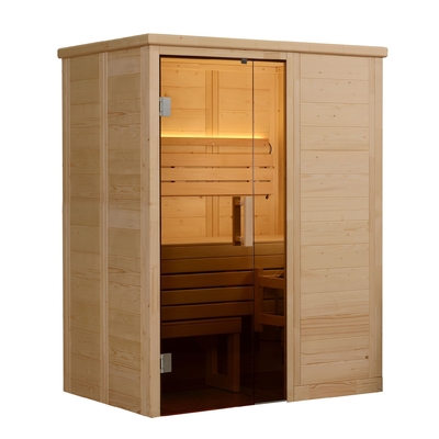 2 Person Wooden Indoor Sauna Solid Nordic Spruce Steam 6kw