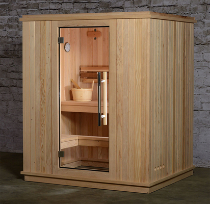 Indoor Traditional 2-3 Person Steam Sauna Room Canadian Wood Red Cedar Prefab Sauna Box
