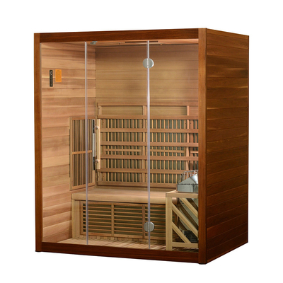 Indoor Red Cedar 4 Person Low EMF Far Infrared Full Spectrum Sauna Room For Home