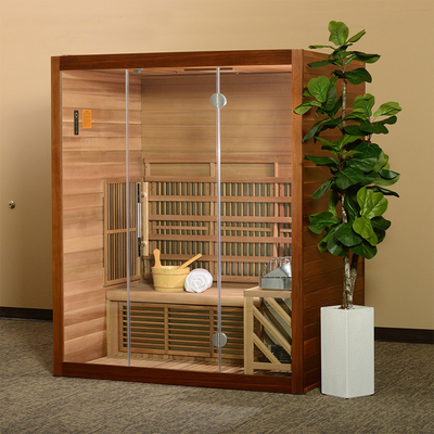 Indoor Red Cedar 4 Person Low EMF Far Infrared Full Spectrum Sauna Room For Home